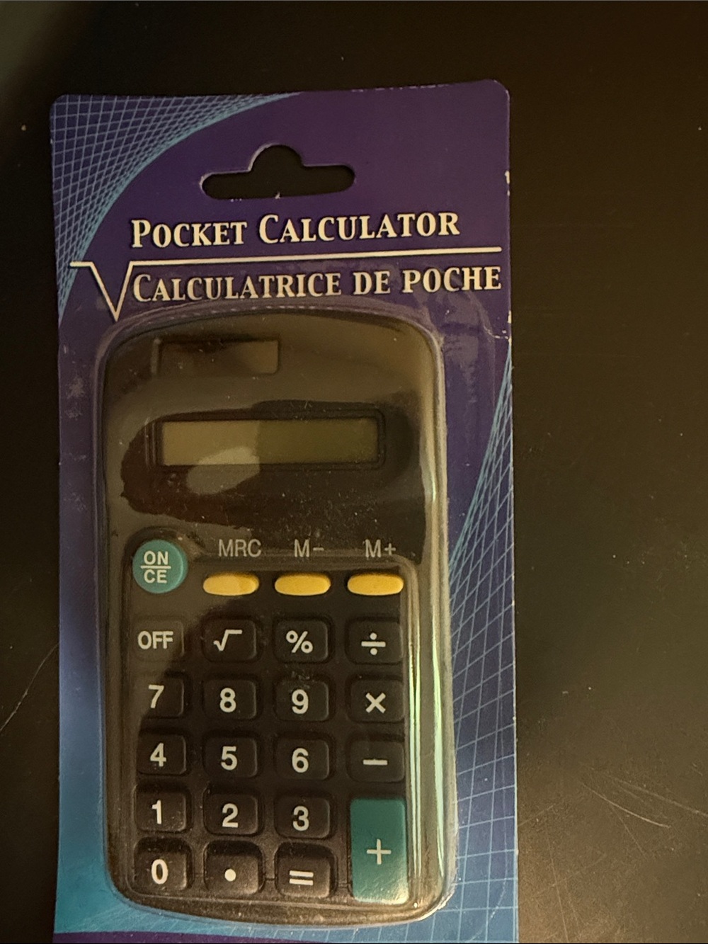Pocket Calculator - Black and Teal Compact Calculator